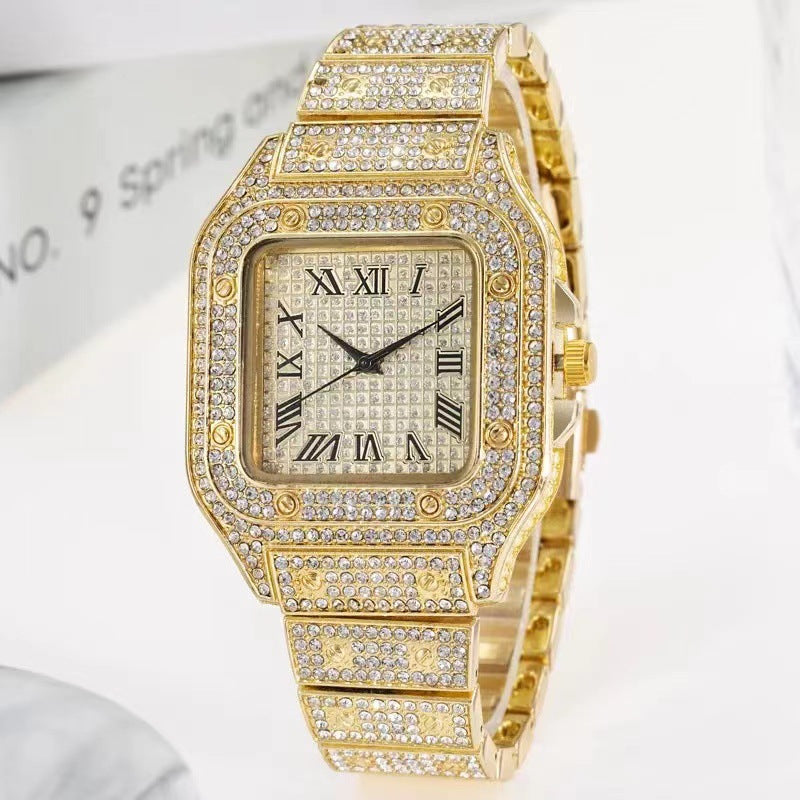 38 - Diamond Watch Fashion Crystal Rhinestone Quartz Analog Watch Iced-Out Bracelet Wrist Watch