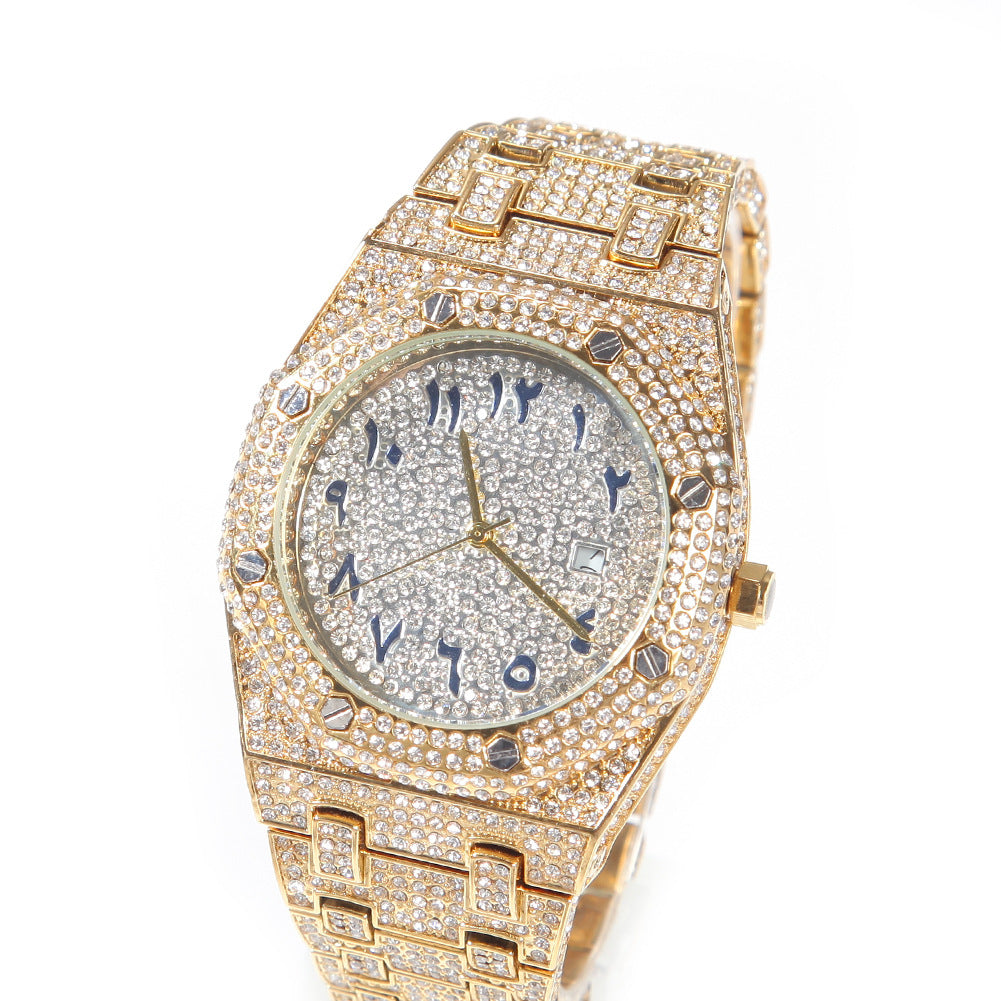 35 - Diamond Watch Fashion Crystal Rhinestone Quartz Analog Watch Iced-Out Bracelet Wrist Watch